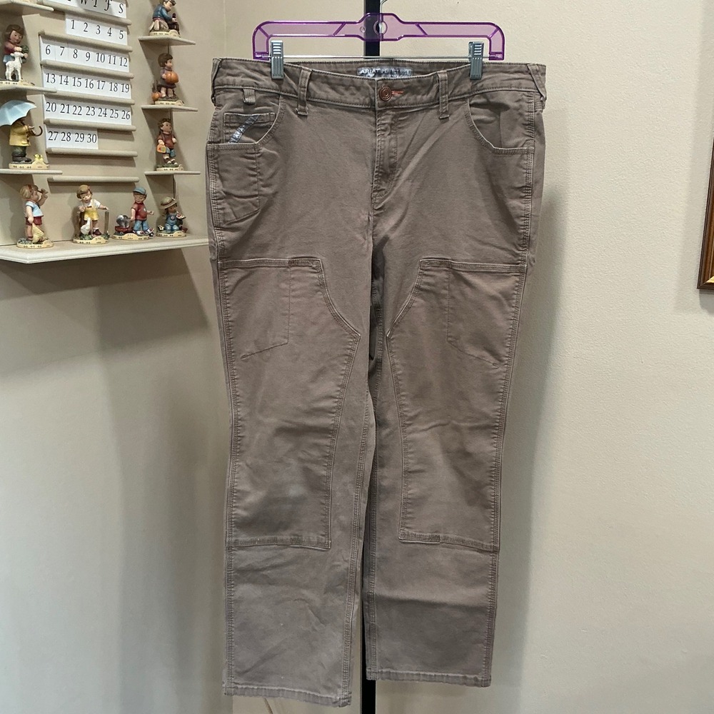 Ariat Work Pants Rebar Made Tough Double Front 16WR Khaki Straight Leg 10041070